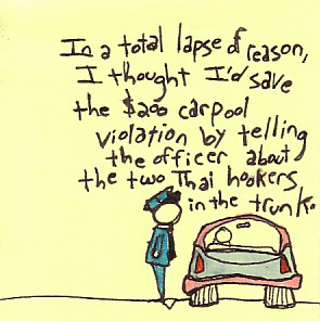 car pool sticky note drawing