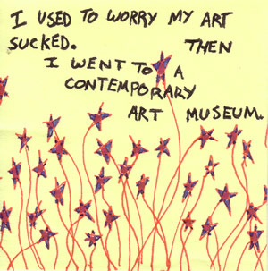 contemporary art sticky note comic