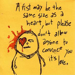 heart-shaped bruise sticky note artwork