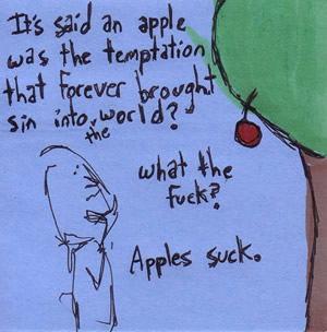 stupid apples post-it note drawing