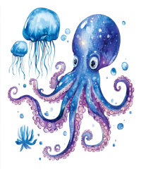 cool octopi octopus jellyfish design t-shirt art
