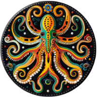 cosmic funky rainbow octopus art