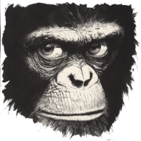 confused gorilla ink drawing decals