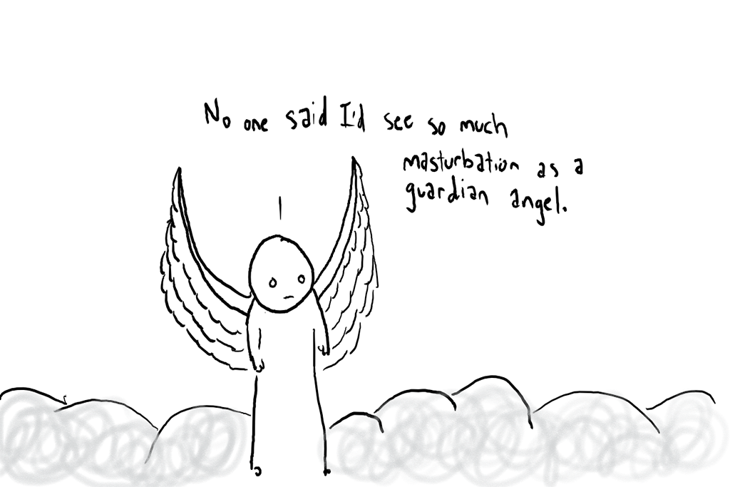guardian angel woes petty comic strip