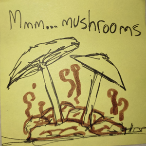 magic mushrooms sticky note badass drawing