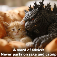 kitty godzilla morning after blues meme