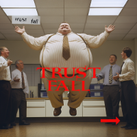 kaboom trust fall midjounrey ai comic strip