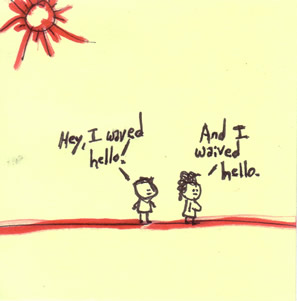 waive hello sticky note artwork